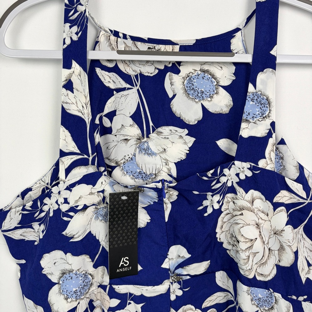 Anself Floral Halter Maxi Dress 5XL Blue White - Picture 4 of 9